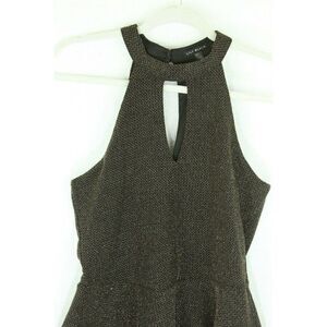 Lily Black Women's Halter Top Metallic Peplum large